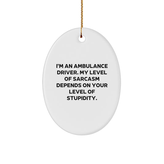 Ambulance Driver Humor Oval Ornament, Funny Sarcasm Gifts for Ambulance Driver Men from Family Friends Coworkers - Image 1