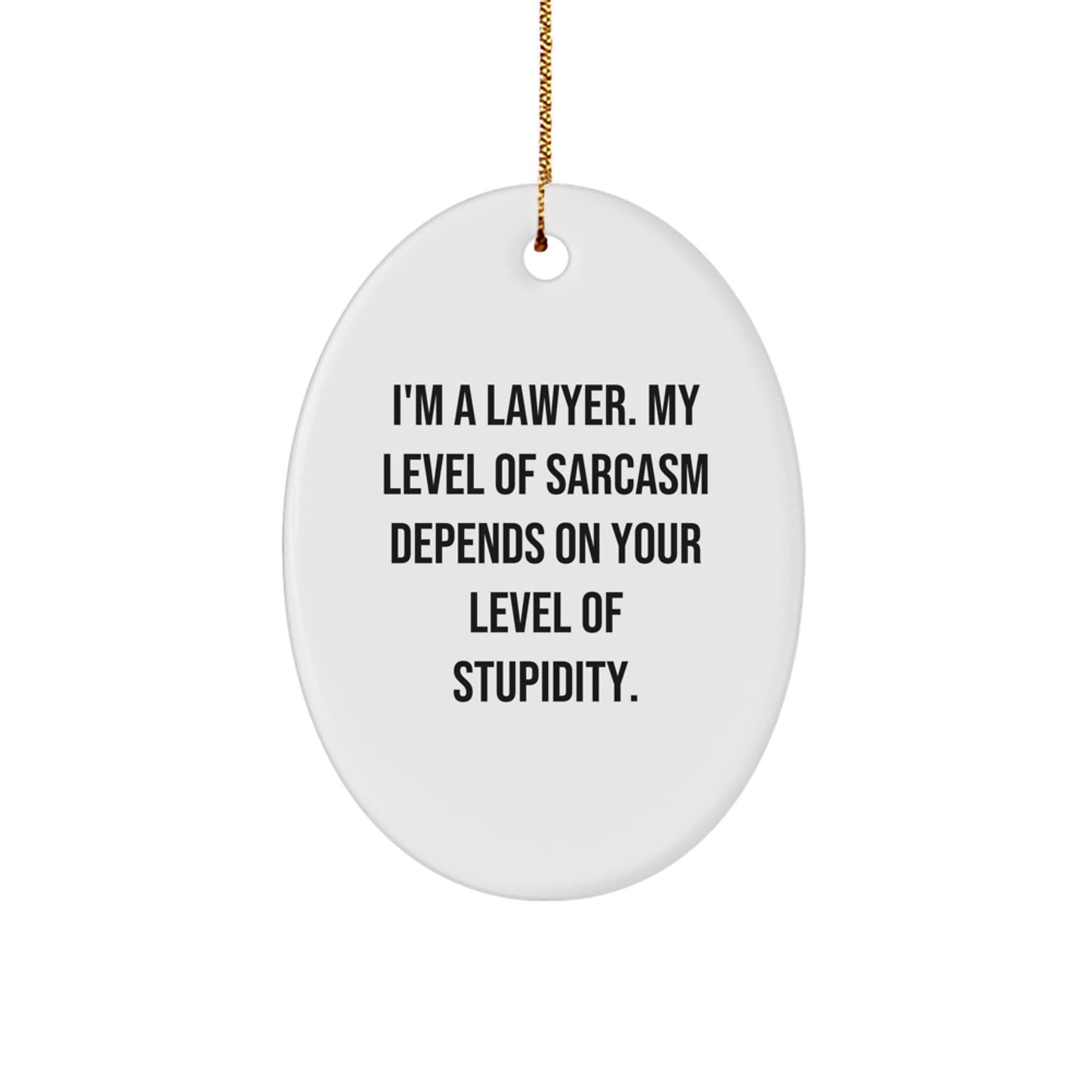Funny Lawyer Oval Ornament, Gifts from Men to Lawyer Friends, Inspirational Sarcasm Quote, Christmas Unique Gifts - Image 1