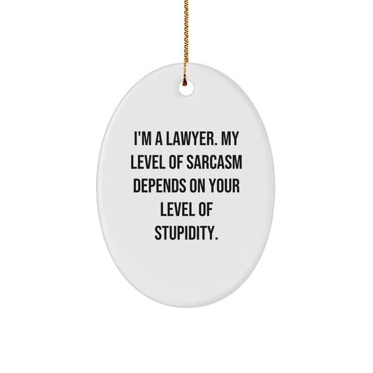 Funny Lawyer Oval Ornament, Gifts from Men to Lawyer Friends, Inspirational Sarcasm Quote, Christmas Unique Gifts - Image 1