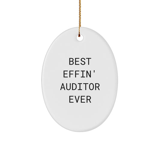 Funny Auditor Gifts from Friends, Men, Women, Coworkers, Family - Best Effin' Auditor Ever Oval Ornament, Christmas Unique Gifts for Auditor, Men, Women, Friends, Coworkers, Family - Image 1