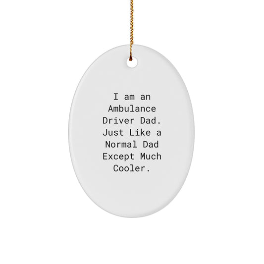 Ambulance Driver Gifts, Funny Quote Oval Ornament, Gifts for Ambulance Driver Dad, Christmas Unique Gifts from Family, Oval Shaped Ornament for Ambulance Driver Home Decor - Image 1