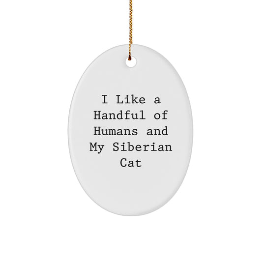 Funny Siberian Cat Lover Gifts from Men to Women, Christmas Unique Ornaments for Cat Enthusiasts, Oval Decorations with Inspirational Quote - Image 1