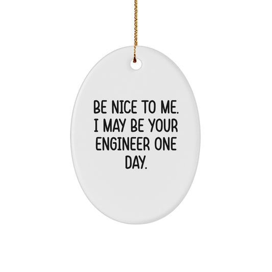 Funny Engineer Oval Ornament Gifts from Family for Engineer Friends and Coworkers at Christmas - Image 1