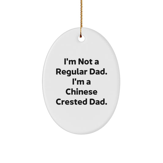 Funny Chinese Crested Dog Oval Ornament Gifts from Dad for Christmas Unique - Image 1