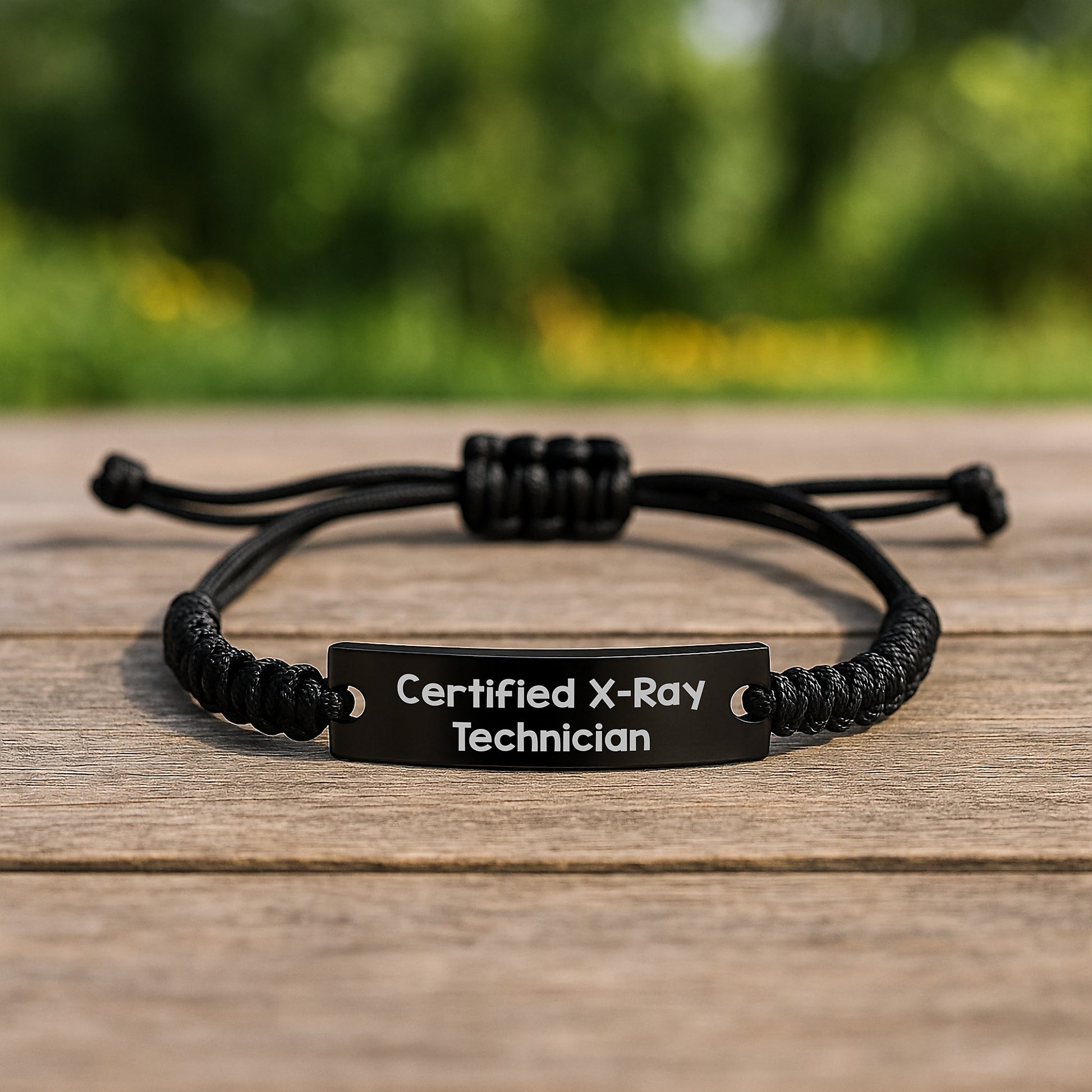 Funny X-Ray Technician Gifts for Valentine's - Rope Bracelet with 'Certified X-ray Technician' Quote - Gifts from Friends for X-Ray Technician Men - Adjustable Black Rope Bracelet - Image 2