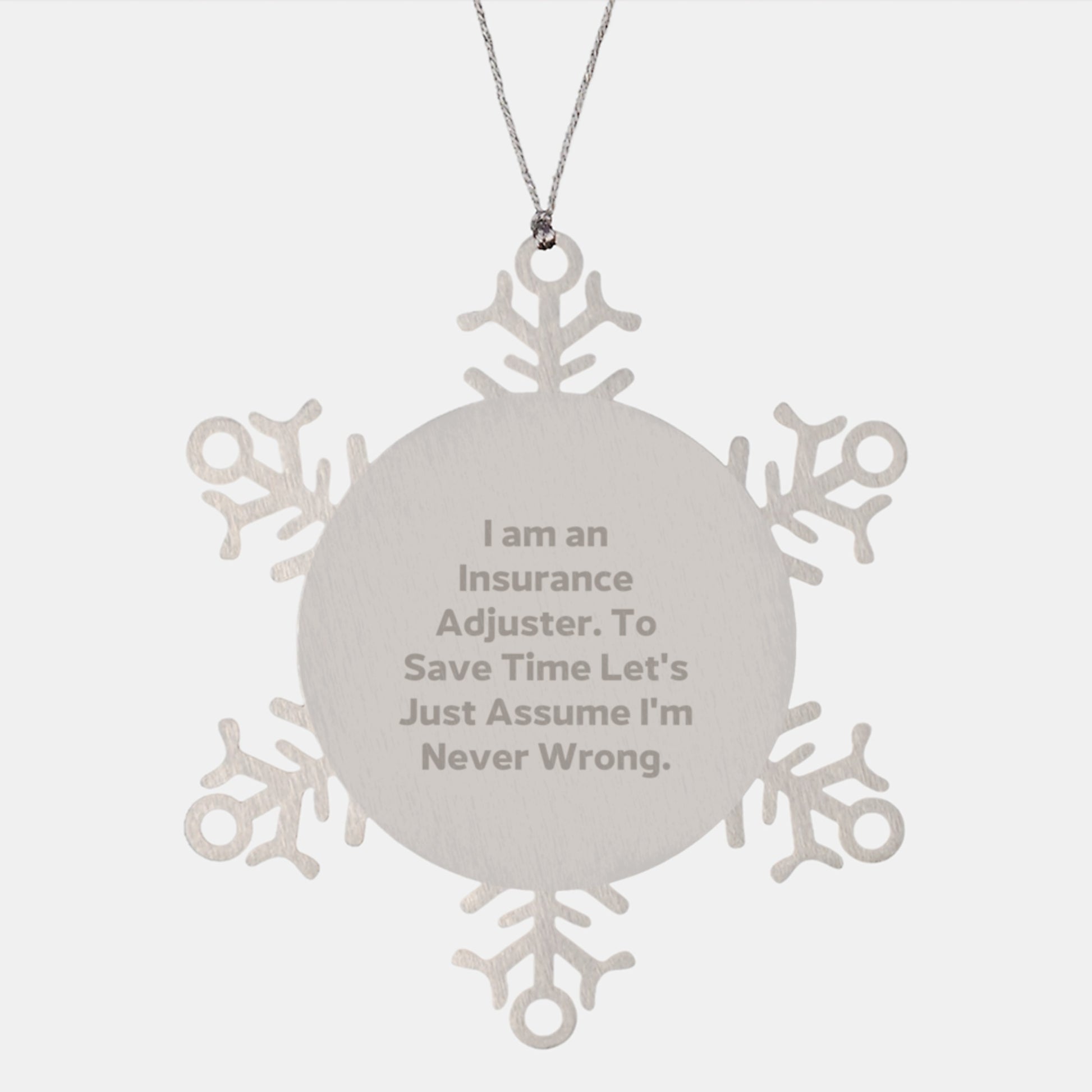 Insurance Adjuster Gifts, Funny Snowflake Ornament, Gifts from Friends for Insurance Adjuster, Christmas Unique Gifts - Image 1
