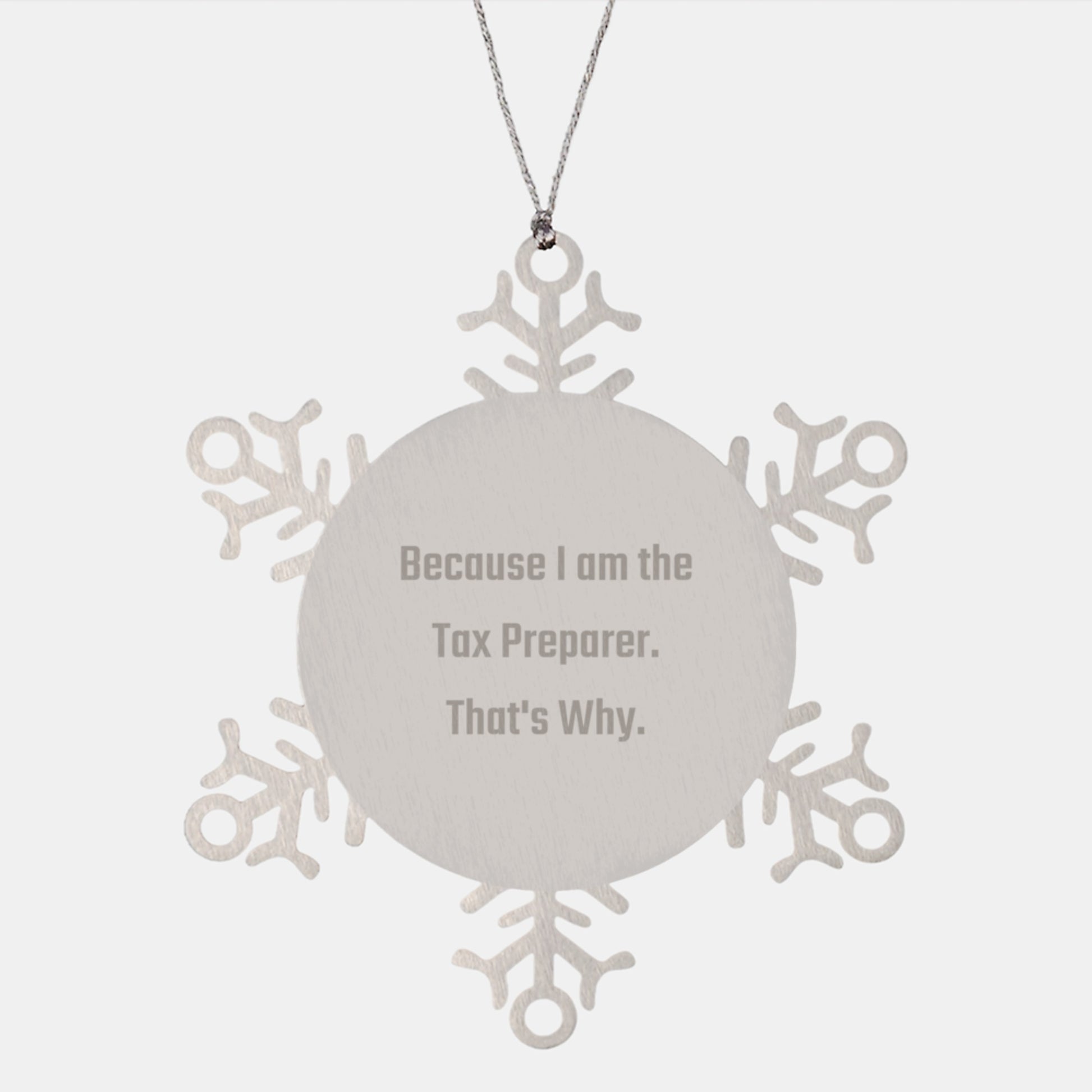 Tax Preparer Gifts, Funny Snowflake Ornament, Because I Am The Tax Preparer. That's Why., Gifts from Men to Tax Preparer Friends, Unique Christmas Unique Gifts - Image 1