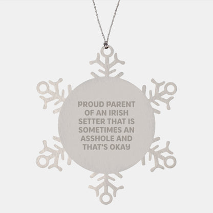 Irish Setter Dog Snowflake Ornament Gifts from Proud Parents, Gifts for Irish Setter Dog Lovers at Christmas - Image 1