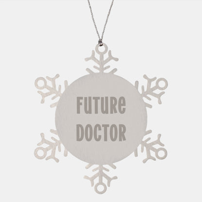 Funny Doctor Gifts for Men Friends Family, Snowflake Ornament Quote 'Future Doctor' Christmas Unique Gifts from Friend - Image 1