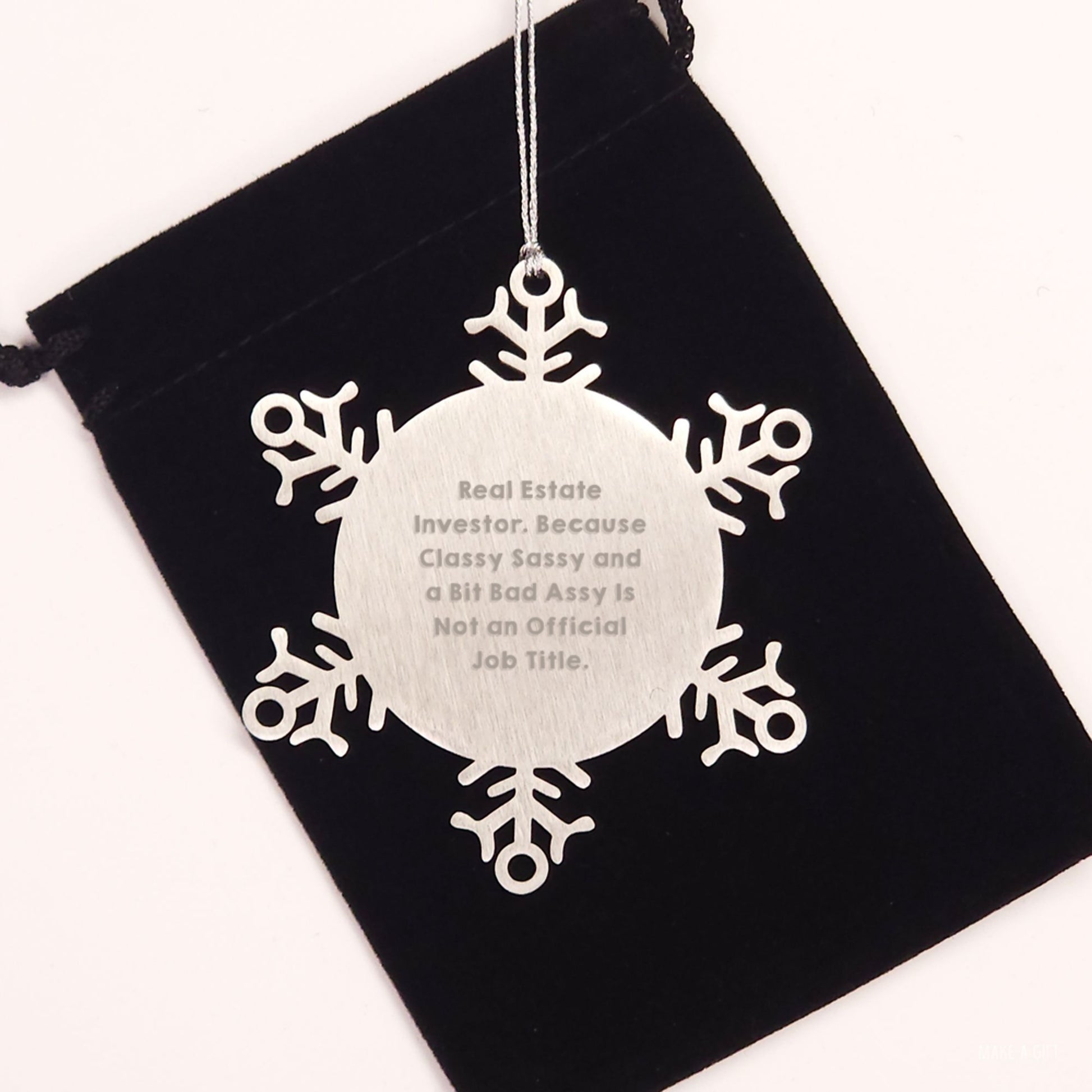 Real Estate Investor Christmas Unique Gifts from Friends Men Women Family Coworkers Snowflake Ornament with Funny Quote - Image 2