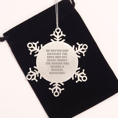 Medical Assistant Gifts from Friends, Snowflake Ornament with Inspirational Quote, Christmas Unique Gifts for Medical Assistant - Image 2