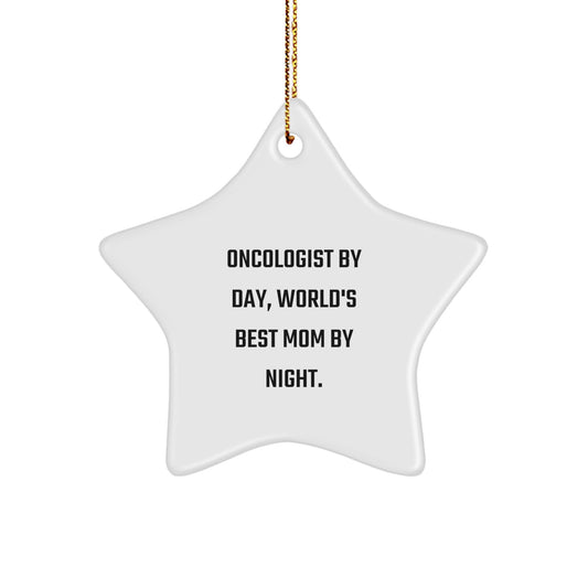 Oncologist Gifts, Star Ornament, Funny Quote, 'By Day, World's Best Mom By Night.', Gift from Friends, Gifts for Oncologist, Christmas Unique - Image 1