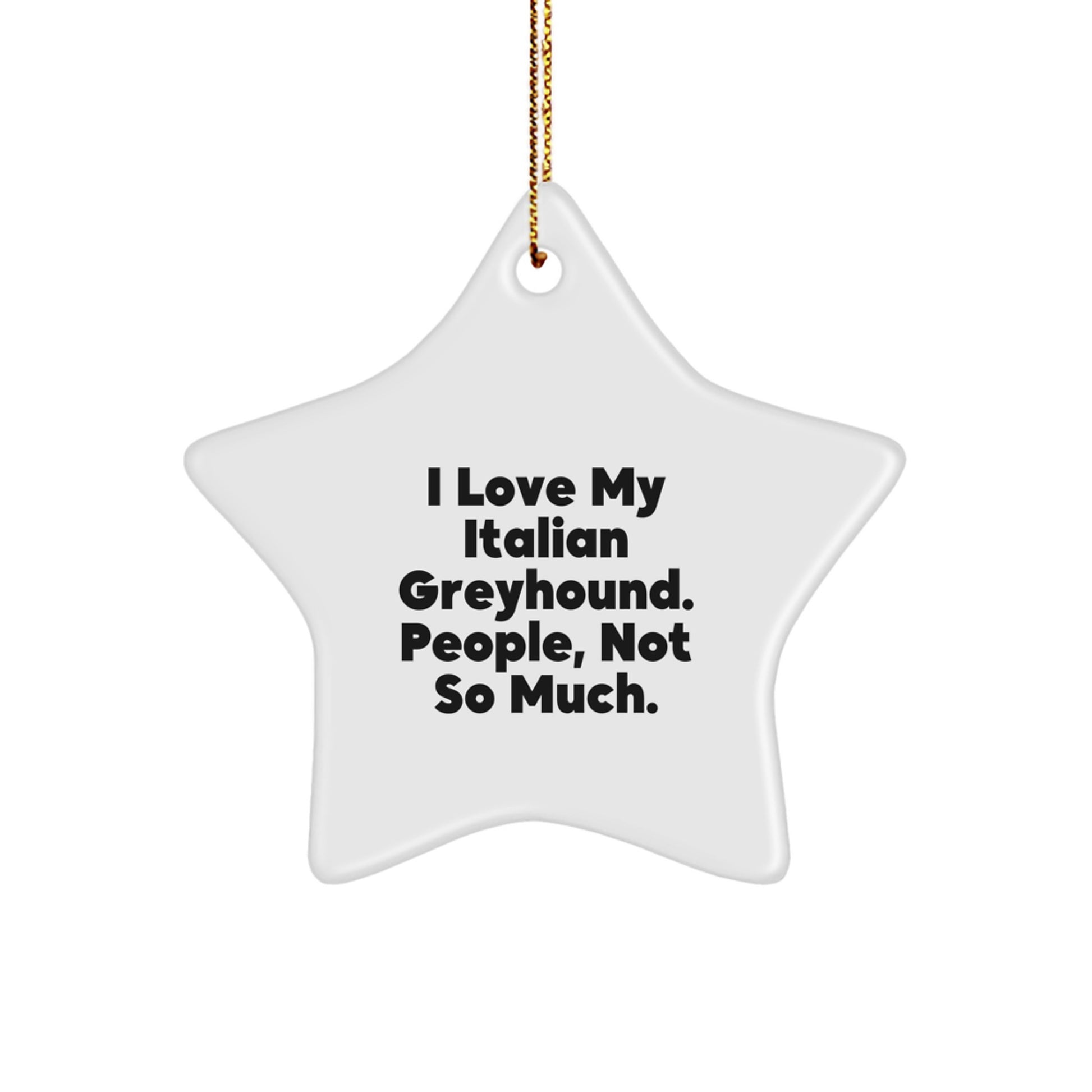 Funny Italian Greyhound Dog Gifts, Star Ornament with Quote 'I Love My Italian Greyhound. People, Not So Much.' for Christmas, Gifts from Men, Women, Friends, Coworkers, Family - Image 1