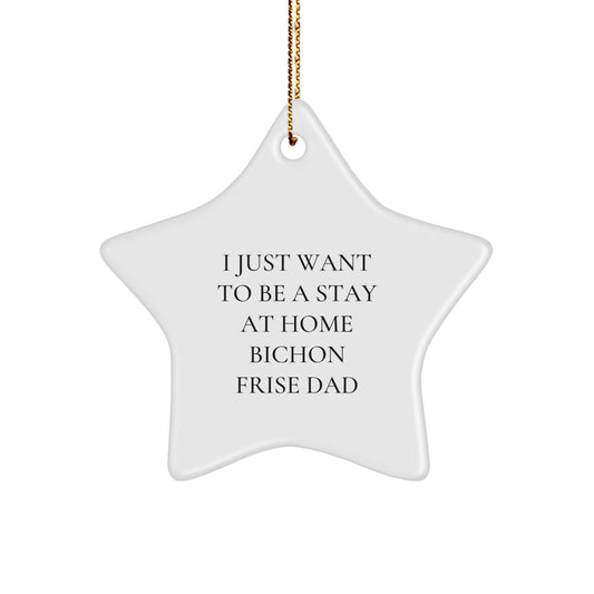 Bichon Frise Dog Lover Gifts from Men, Funny Star Ornament, I Just Want To Be A Stay At Home Bichon Frise Dad, Christmas Unique Gifts for Family, Friends, or Coworkers - Image 1