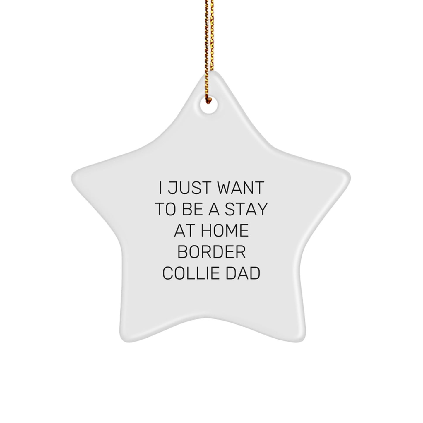 Funny Border Collie Dad Star Ornament, Gifts from Men to Friends, 'I Just Want To Be A Stay At Home Border Collie Dad', Christmas Unique Gifts for Border Collie Dog Enthusiasts, Star Shaped Ornament - Image 1