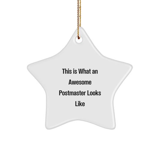 Funny Postmaster Gifts from Friends, 'This Is What An Awesome Postmaster Looks Like', Star Ornament for Christmas, Gifts for Postmaster - Image 1