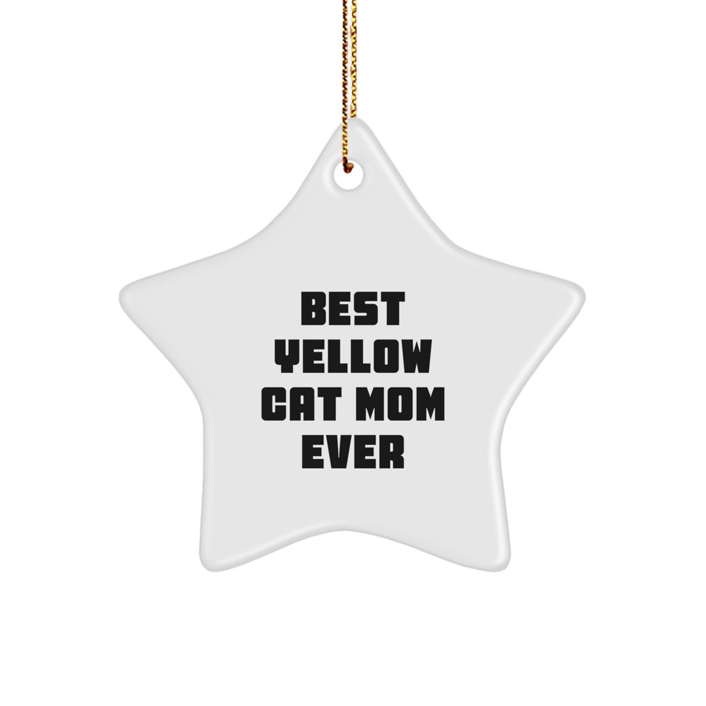 Funny Yellow Cat Mom Gifts from Family for Christmas Unique Star Ornament - Image 1