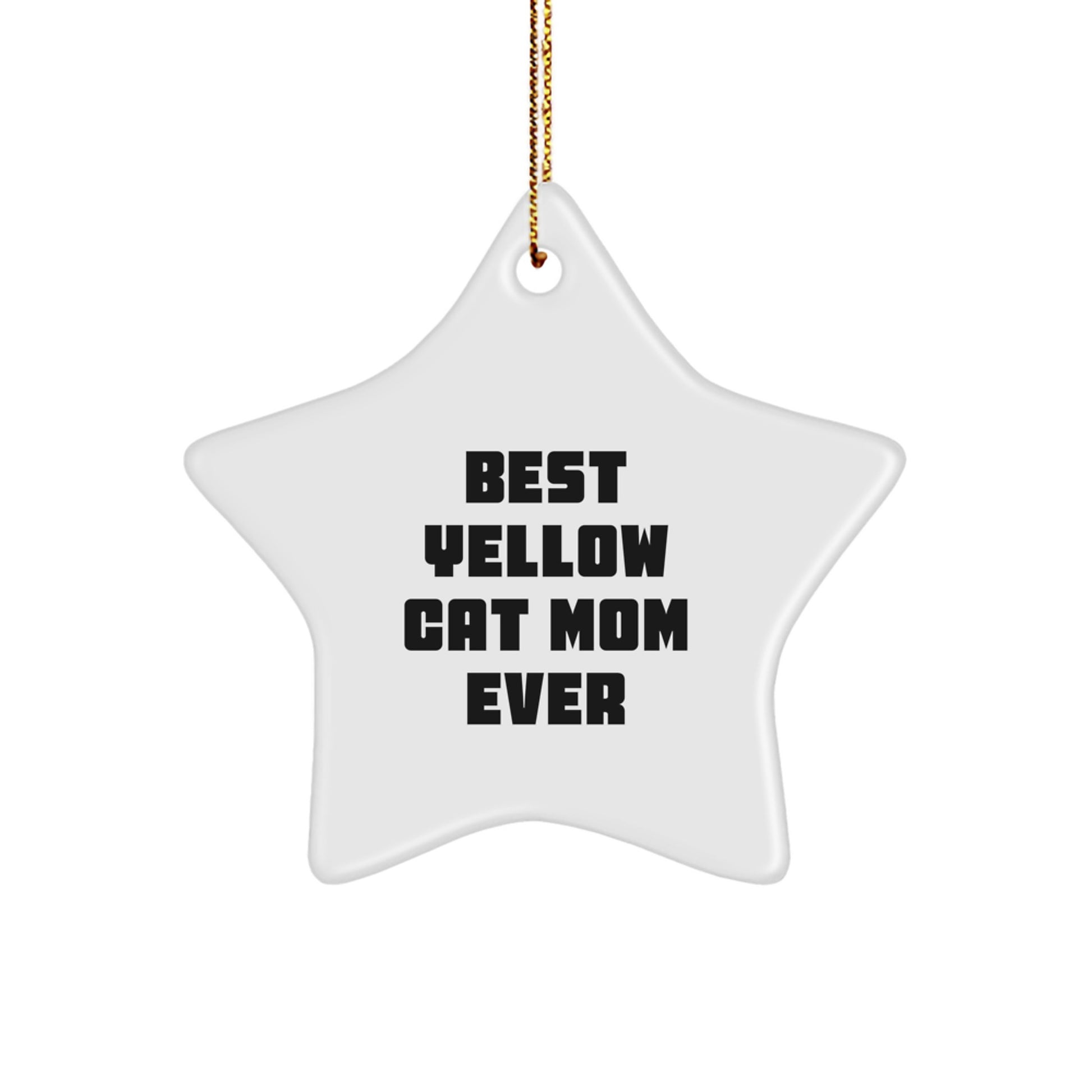 Funny Yellow Cat Mom Gifts from Family for Christmas Unique Star Ornament - Image 1
