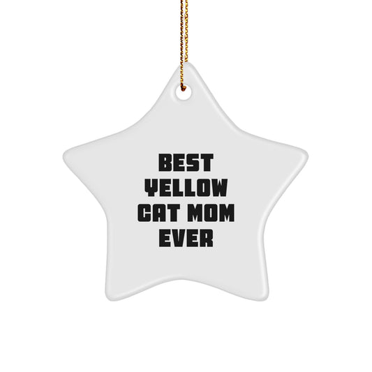 Funny Yellow Cat Mom Gifts from Family for Christmas Unique Star Ornament - Image 1
