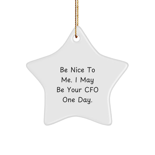 Funny CFO Gifts: 'Be Nice To Me. I May Be Your CFO One Day.' Star Ornament for CFO, Friends, Coworkers, or Family - Perfect Christmas Unique Gifts from Men to Women - Image 1