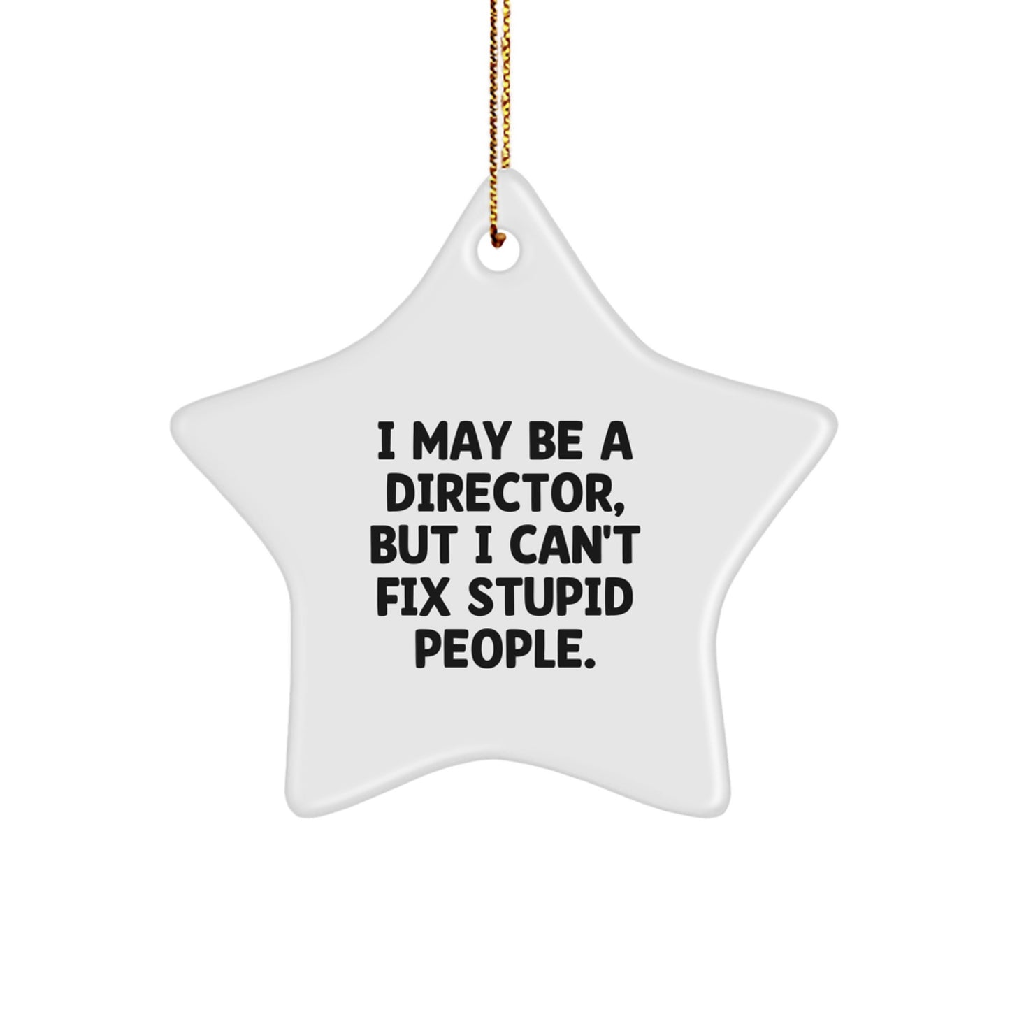 Funny Director Gifts from Friends, Christmas Unique Decorations Star Ornament, I May Be a Director But I Cant Fix Stupid People, Director Star Shaped White Christmas Unique Gift - Image 1
