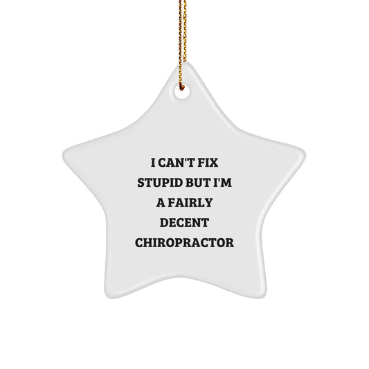 Funny Chiropractor Christmas Unique Gifts from Friends for Chiropractor Star Ornament, Inspirational Quote 'I'm A Decent Chiropractor' Decoration for Men or Women - Image 1