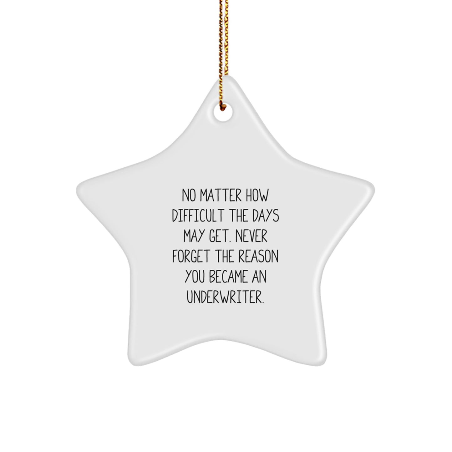 Underwriter Inspiration Gifts from Men to Colleagues - Funny Quote Star Ornament, White Star Shaped Decoration for Christmas Unique Gifts - Image 1