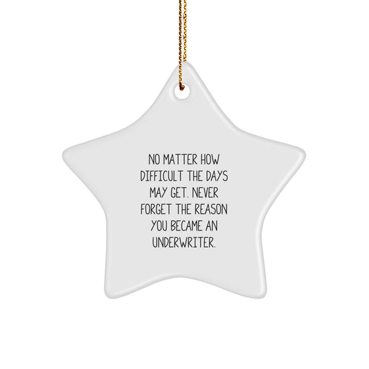 Underwriter Inspiration Gifts from Men to Colleagues - Funny Quote Star Ornament, White Star Shaped Decoration for Christmas Unique Gifts - Image 1