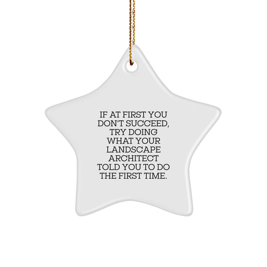 Funny Landscape Architect Gifts, Star Ornament for Christmas - Gifts from Friends and Family for the Landscape Architect Who Tells You What to Do, White Star Shaped Decorations for Home - Image 1
