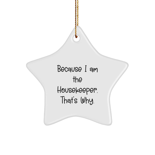 Housekeeper Gifts from Women, Funny Star Ornament Because I Am The Housekeeper. That's Why. for Christmas, Gifts for Housekeeper small / White