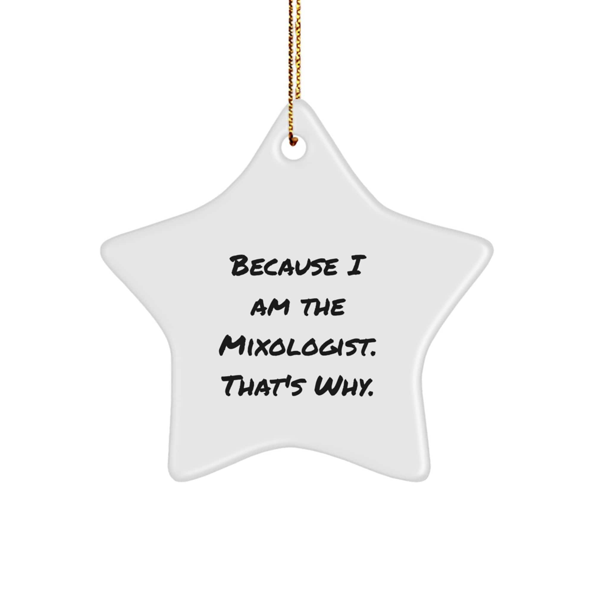 Mixologist Gifts from Friends - Because I Am The Mixologist. That's Why. Christmas Star Ornament for Men, Women, Coworkers, Family small / White