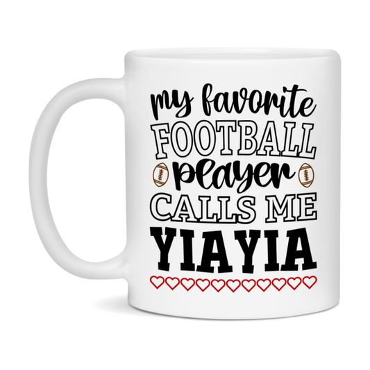 My Favorite Football Player Calls Me Yiayia Mug – Funny Football Yiayia Gift – Mug For Yiayia From Player – Football Season Gift Idea