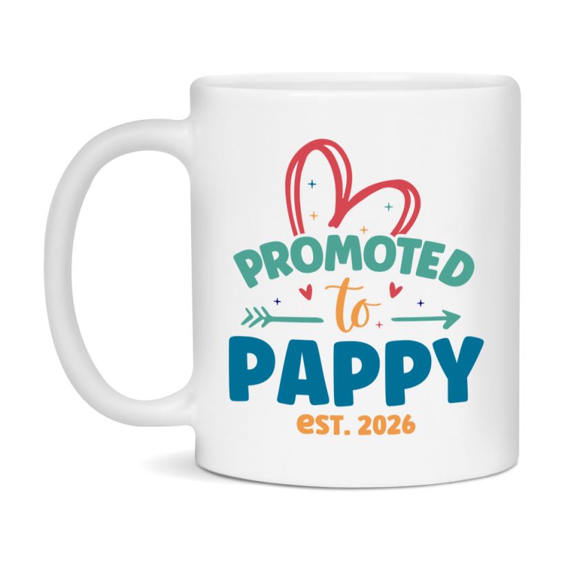 Promoted To Pappy Est. 2026 Coffee Mug – New Pappy Gift – Pregnancy Announcement Mug For New Baby