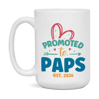 Promoted To Paps Est. 2026 Coffee Mug – New Paps Gift – Pregnancy Announcement Mug For New Baby