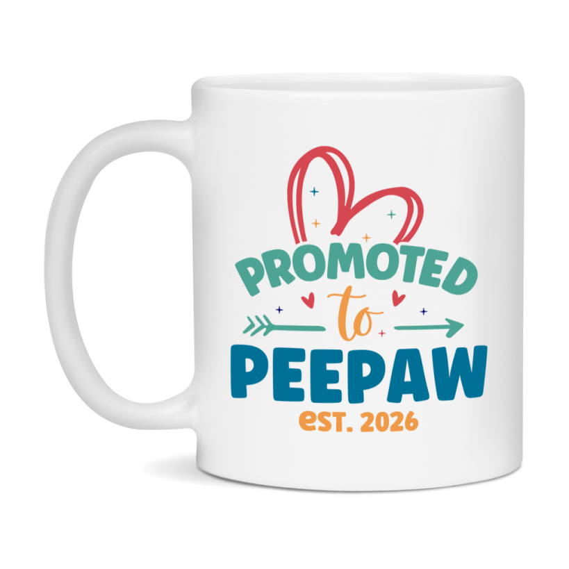 Promoted To Peepaw Est. 2026 Coffee Mug – New Peepaw Gift – Pregnancy Announcement Mug For New Baby
