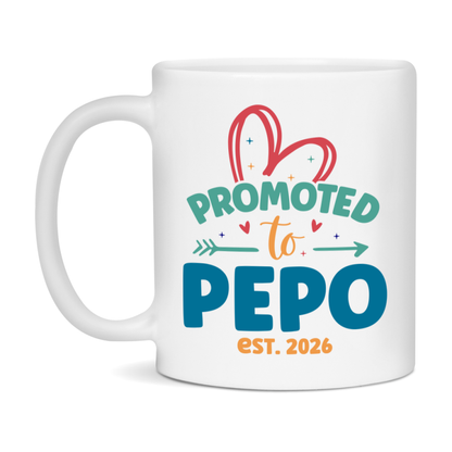 Promoted To Pepo Est. 2026 Coffee Mug – New Pepo Gift – Pregnancy Announcement Mug For New Baby