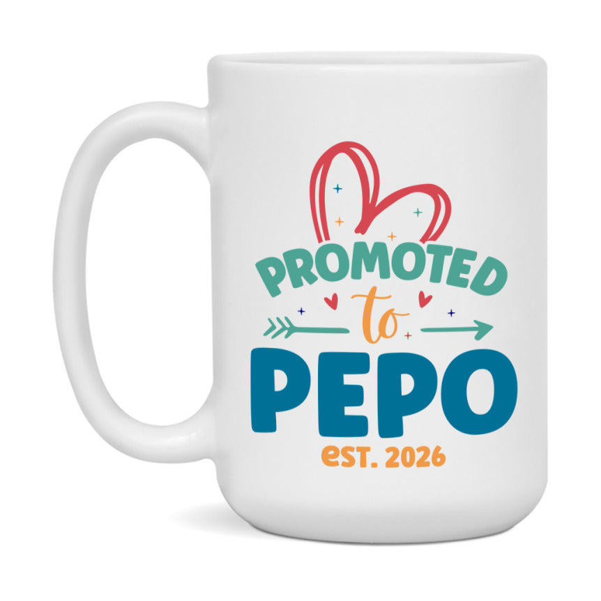 Promoted To Pepo Est. 2026 Coffee Mug – New Pepo Gift – Pregnancy Announcement Mug For New Baby