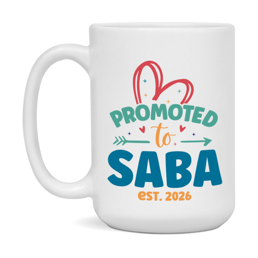Promoted To Saba Est. 2026 Coffee Mug – New Saba Gift – Pregnancy Announcement Mug For New Baby