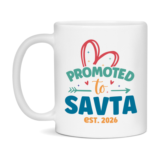Promoted To Savta Est. 2026 Coffee Mug – New Savta Gift – Pregnancy Announcement Mug For New Baby
