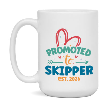 Promoted To Skipper Est. 2026 Coffee Mug – New Skipper Gift – Pregnancy Announcement Mug For New Baby