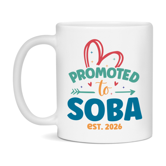 Promoted To Soba Est. 2026 Coffee Mug – New Soba Gift – Pregnancy Announcement Mug For New Baby