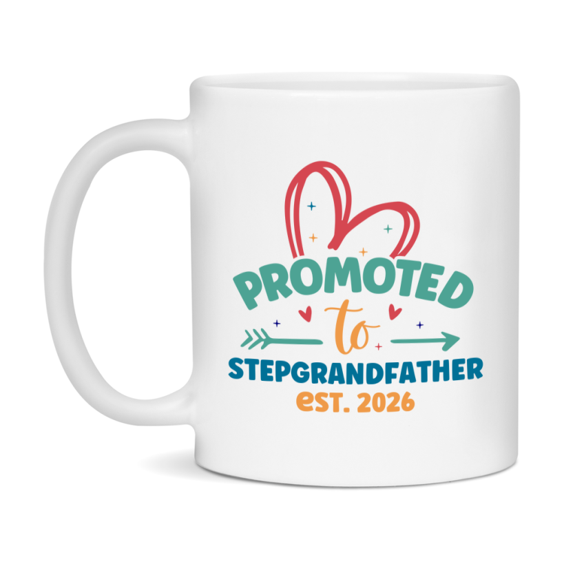 Promoted To Stepgrandfather Est. 2026 Coffee Mug – New Stepgrandfather Gift – Pregnancy Announcement Mug For New Baby