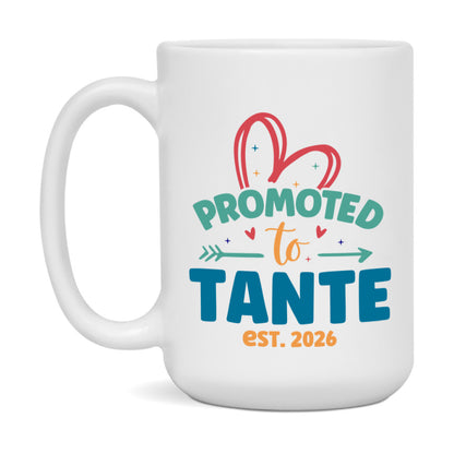 Promoted To Tante Est. 2026 Coffee Mug – New Tante Gift – Pregnancy Announcement Mug For New Baby