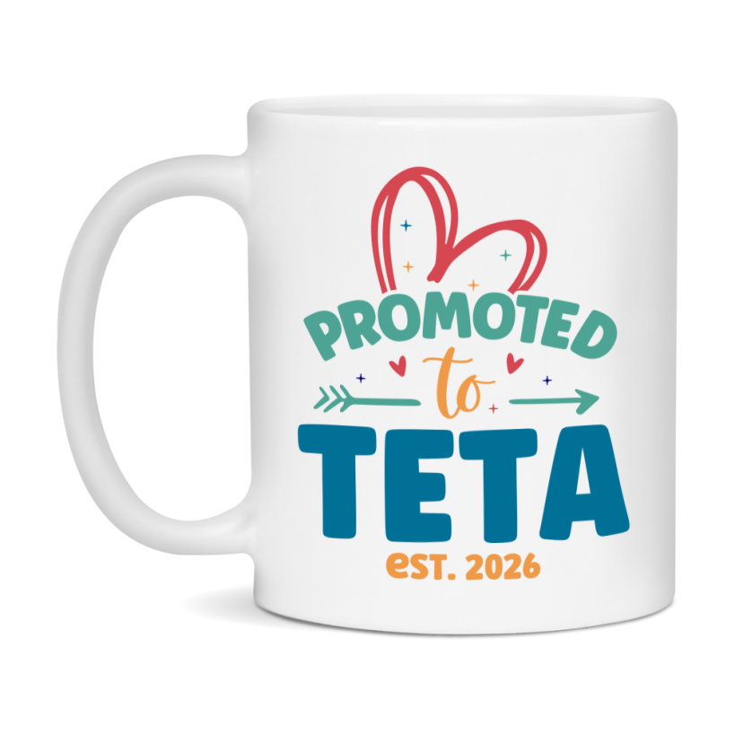 Promoted To Teta Est. 2026 Coffee Mug – New Teta Gift – Pregnancy Announcement Mug For New Baby