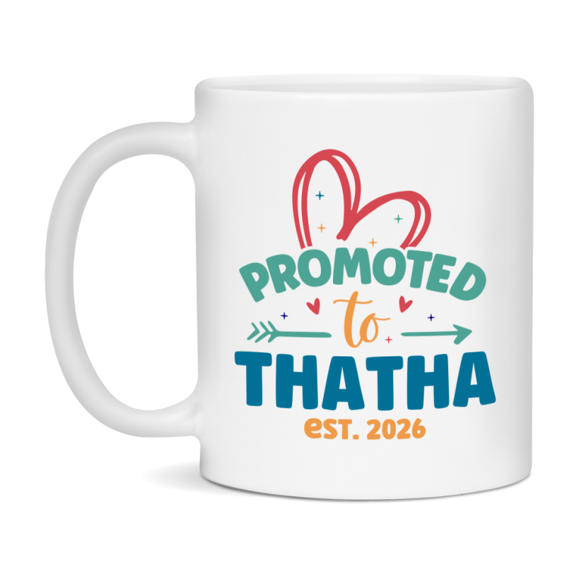Promoted To Thatha Est. 2026 Coffee Mug – New Thatha Gift – Pregnancy Announcement Mug For New Baby