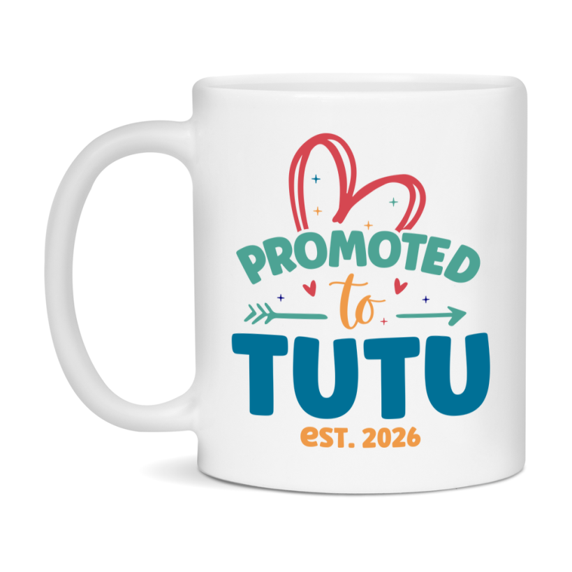 Promoted To Tutu Est. 2026 Coffee Mug – New Tutu Gift – Pregnancy Announcement Mug For New Baby