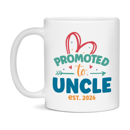 Promoted To Uncle Est. 2026 Coffee Mug – New Uncle Gift – Pregnancy Announcement Mug For New Baby