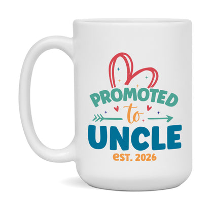 Promoted To Uncle Est. 2026 Coffee Mug – New Uncle Gift – Pregnancy Announcement Mug For New Baby