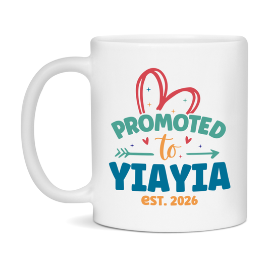 Promoted To Yiayia Est. 2026 Coffee Mug – New Yiayia Gift – Pregnancy Announcement Mug For New Baby