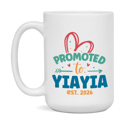 Promoted To Yiayia Est. 2026 Coffee Mug – New Yiayia Gift – Pregnancy Announcement Mug For New Baby